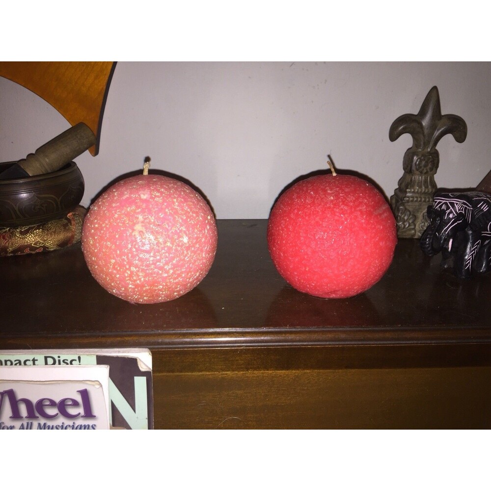 Pink Wax Round Glitter Candle Set Home DECOR Vintage Retro Gift Girls